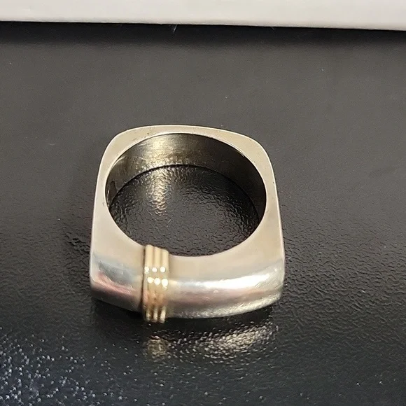 Vintage Unisex Ring Silver And 14kGold Ring - Picture 9 of 9